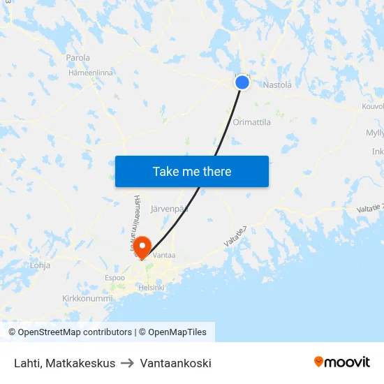 Lahti Travel Center to Vantaankoski map