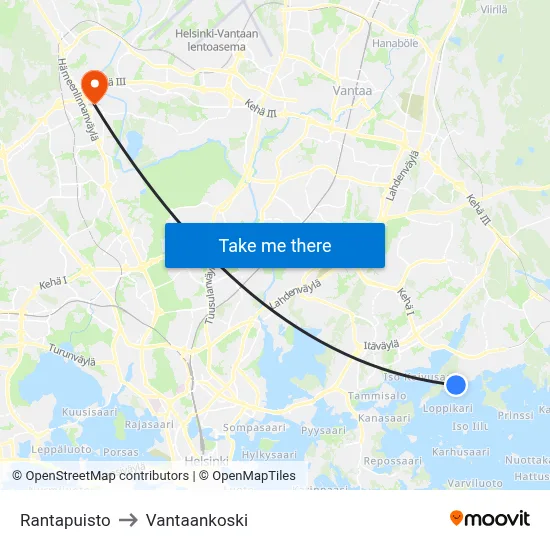 Rantapuisto to Vantaankoski map