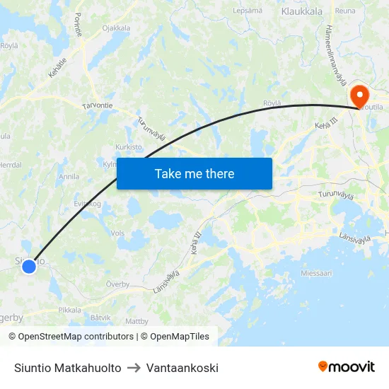 Siuntio Travel Center to Vantaankoski map