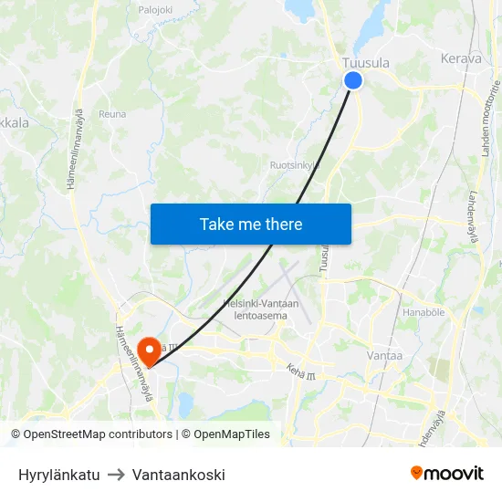 Hyrylä Street to Vantaankoski map