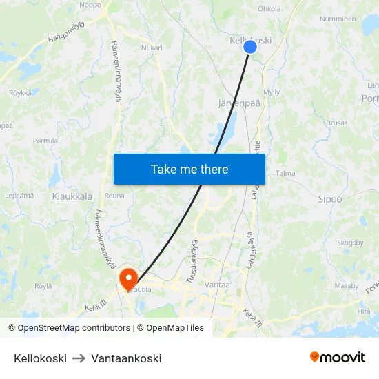 Kellokoski to Vantaankoski map