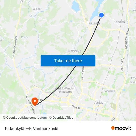 Church Village to Vantaankoski map