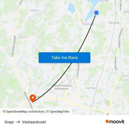 Krapi to Vantaankoski map