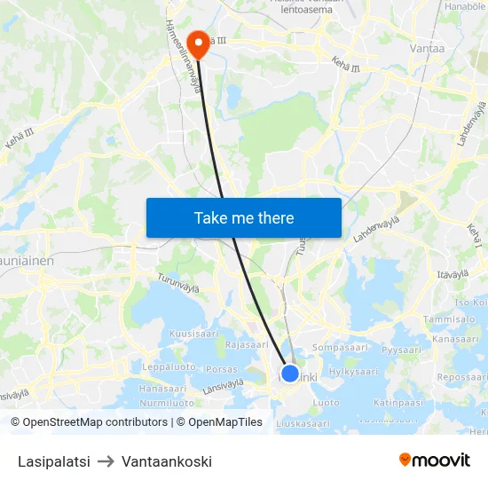 Glass Palace to Vantaankoski map