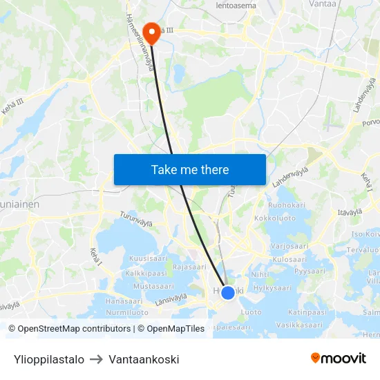 Student House to Vantaankoski map