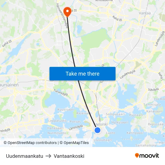 Uudenmaankatu to Vantaankoski map