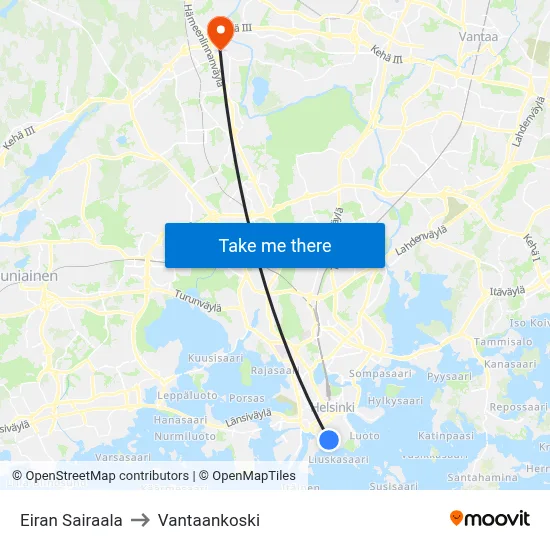 Eira Hospital to Vantaankoski map