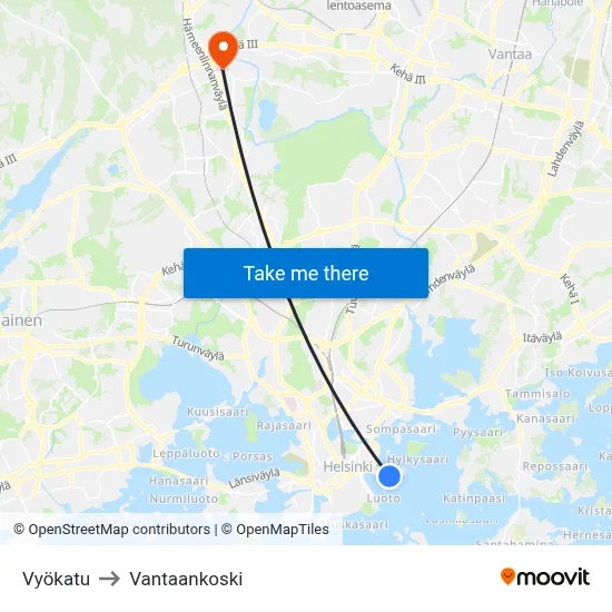 Vyö Street to Vantaankoski map