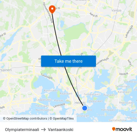 Olympic Terminal to Vantaankoski map