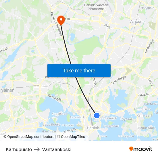 Bear Park to Vantaankoski map