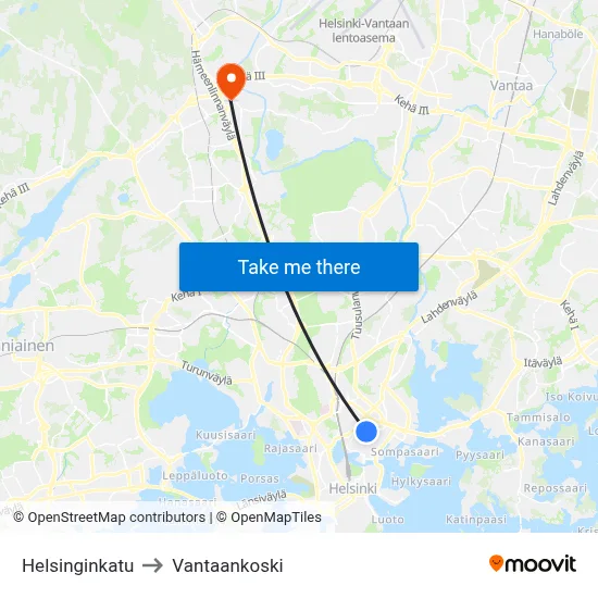 Helsinki Street to Vantaankoski map