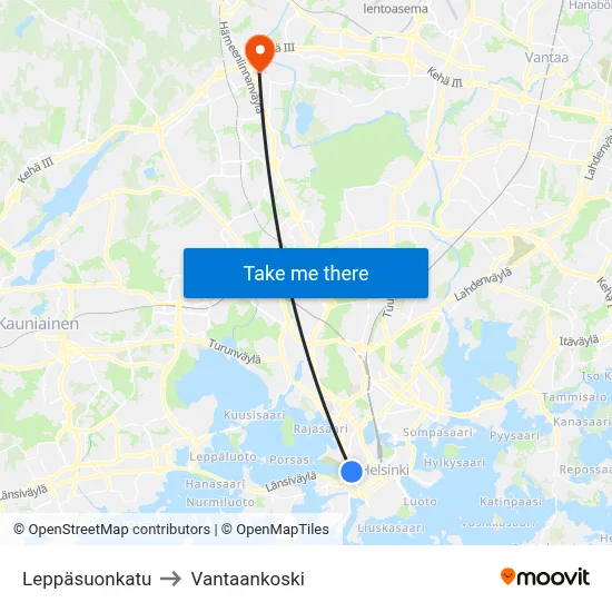 Leppäsuo Street to Vantaankoski map