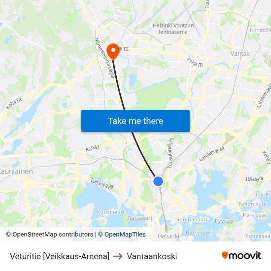 Engine Road [Veikkaus Arena] to Vantaankoski map
