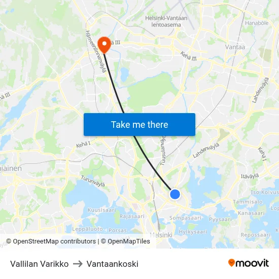 Vallila Depot to Vantaankoski map
