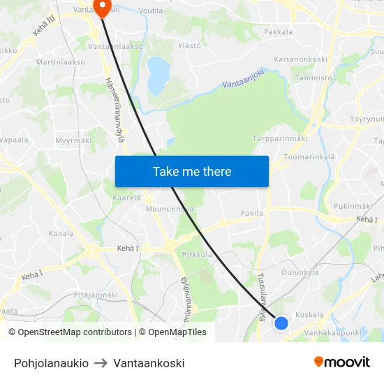 Pohjola Square to Vantaankoski map