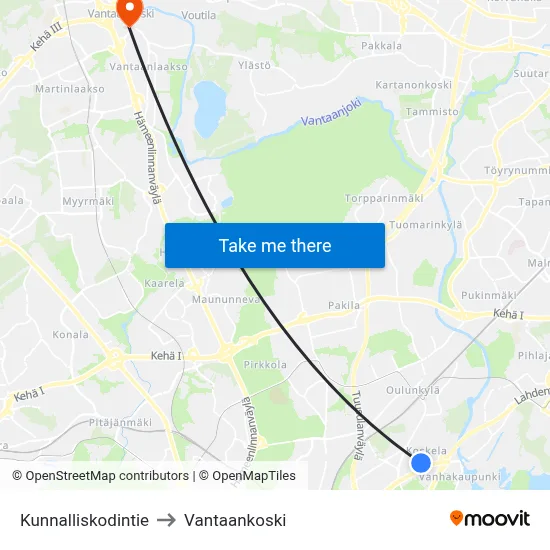 Municipal Home Road to Vantaankoski map