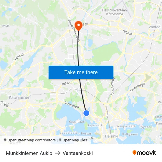 Munkkiniemi Square to Vantaankoski map