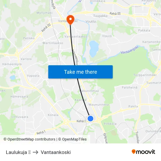 Laulukuja 🛍️ to Vantaankoski map