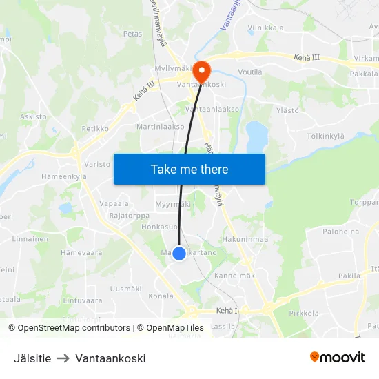 Jälsi Road to Vantaankoski map