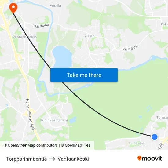 Torpparinmaentie to Vantaankoski map
