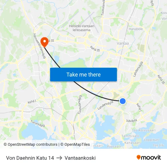 Von Daehn Street 14 to Vantaankoski map