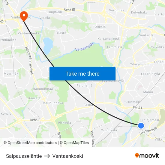 Salpausselkä Road to Vantaankoski map