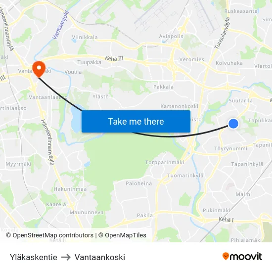 Upper Kaski Road to Vantaankoski map
