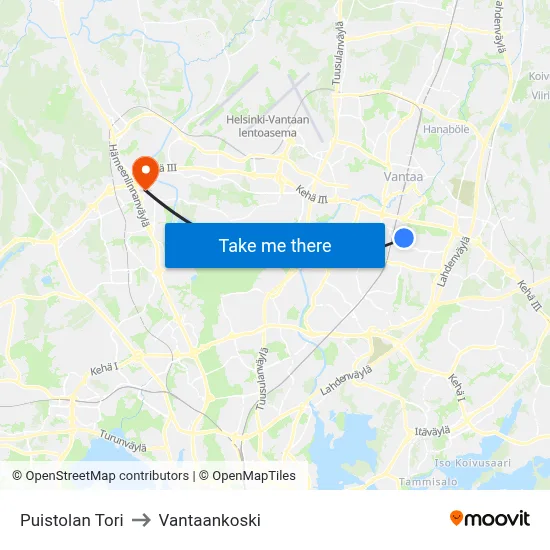 Puistola Square to Vantaankoski map