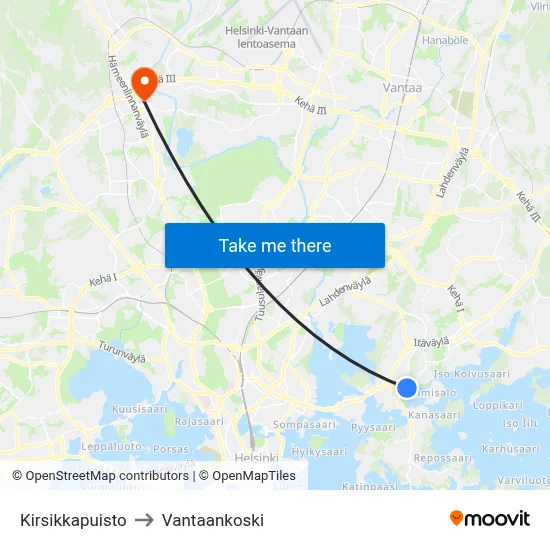 Cherry Park to Vantaankoski map