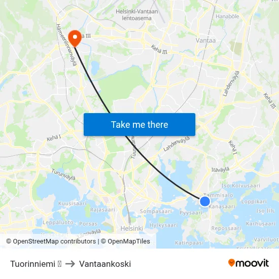 Tuorinniemi 🌳 to Vantaankoski map