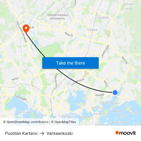 Puotila Manor to Vantaankoski map