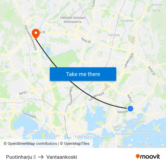 Puotinharju 🛍️ to Vantaankoski map
