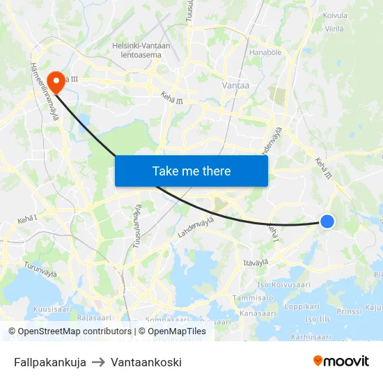 Fallpakka Alley to Vantaankoski map