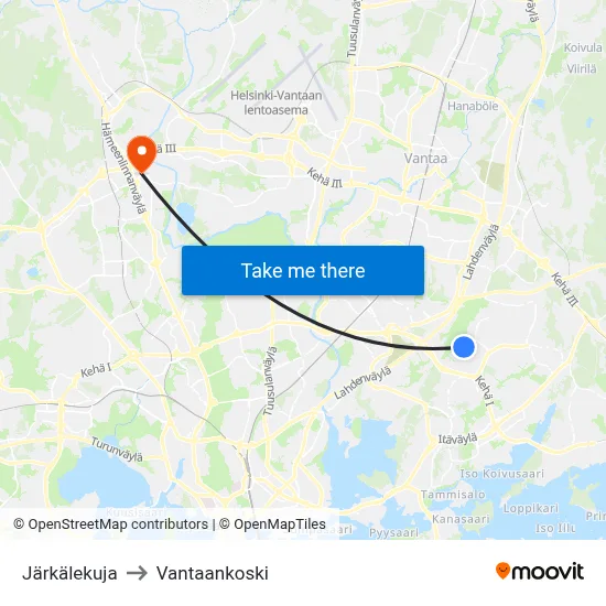 Järkälekuja to Vantaankoski map