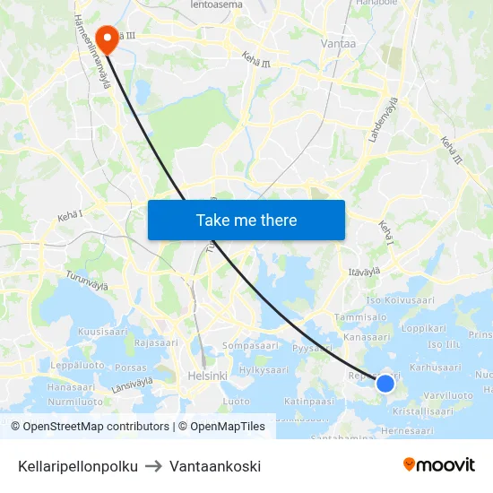 Cellar Field Path to Vantaankoski map