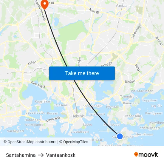 Santahamina to Vantaankoski map