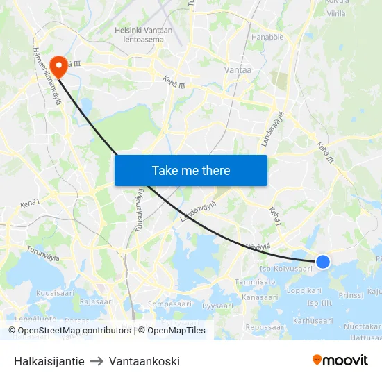Diameter Road to Vantaankoski map
