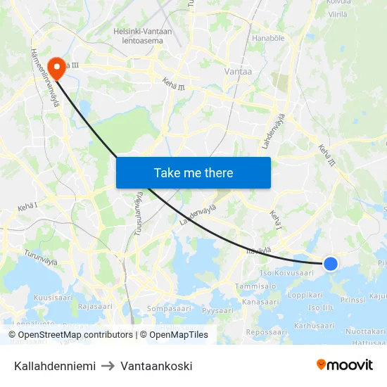 Kallahti Peninsula to Vantaankoski map