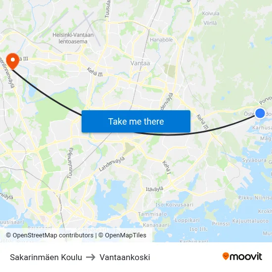 Sakarinmaki School to Vantaankoski map