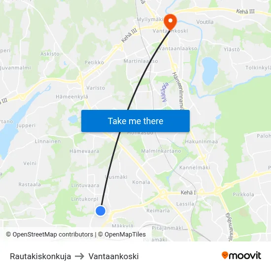 Rail Track Alley to Vantaankoski map