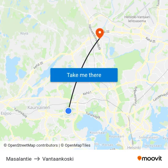 Masala Road to Vantaankoski map