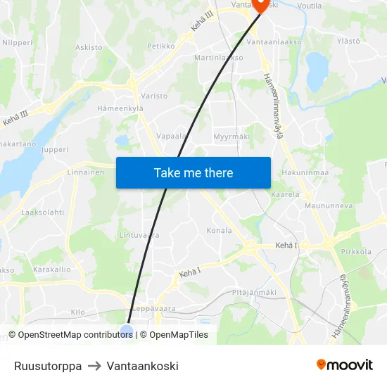 Rose Estate to Vantaankoski map