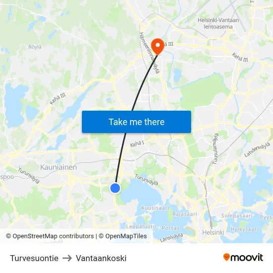 Turvesuontie to Vantaankoski map