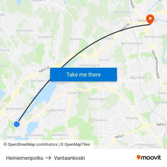 Heiniemi Path to Vantaankoski map