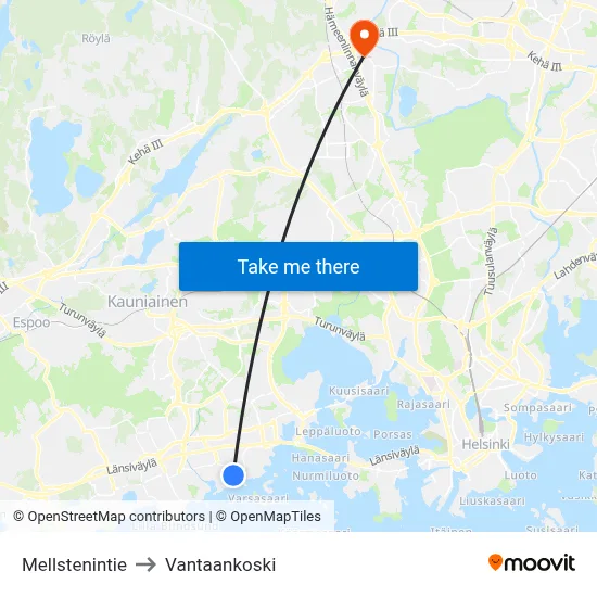 Mellsten Road to Vantaankoski map