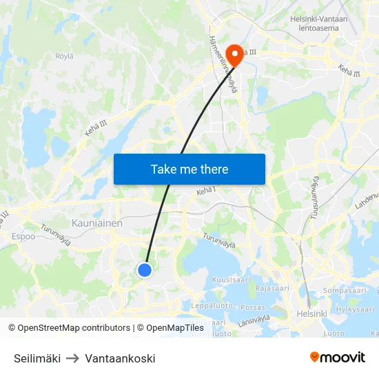 Sail Hill to Vantaankoski map