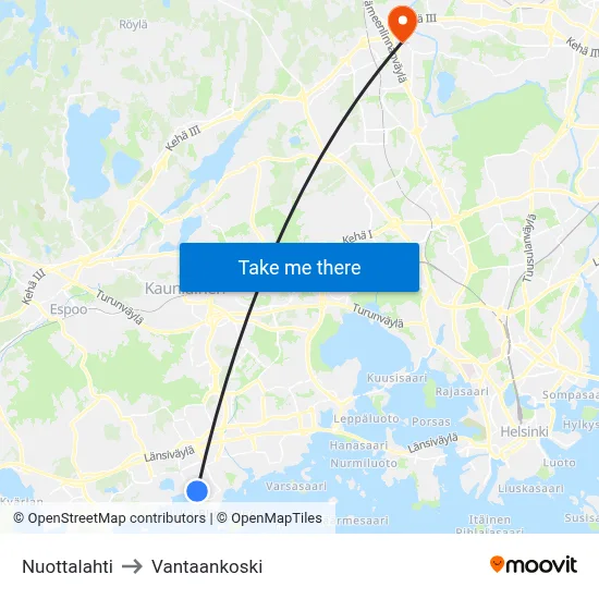 Nuottalahti to Vantaankoski map