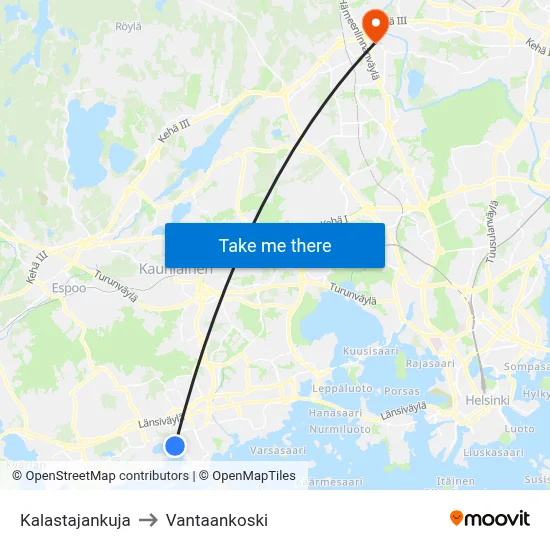Kalastajankuja to Vantaankoski map
