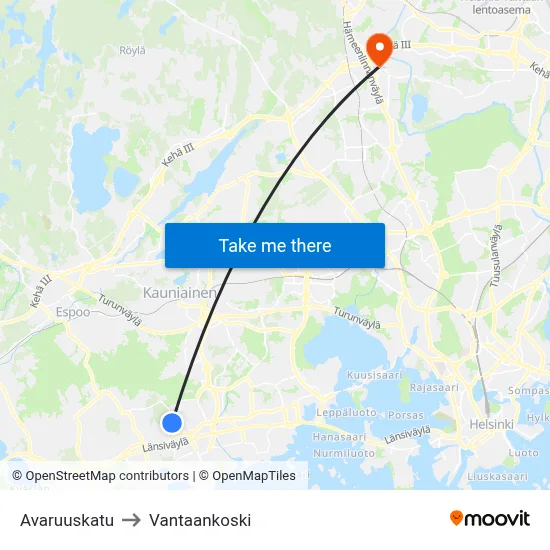 Space Street to Vantaankoski map
