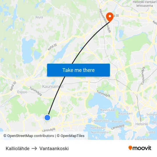 Spring Rock to Vantaankoski map
